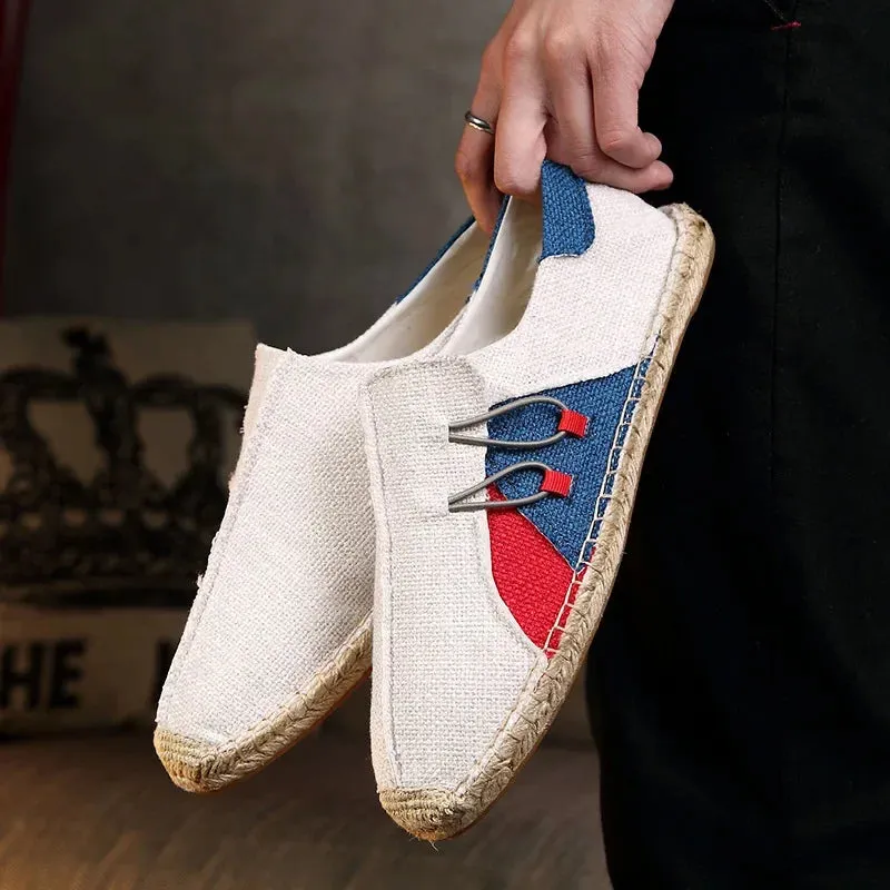 Hemp Wrap Men's Shoes Casual Espadrilles Breathable Canvas Chinese Sewing Slip On Loafers