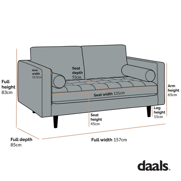 Henrietta 2-Seater Sofa, Tan Faux Suede