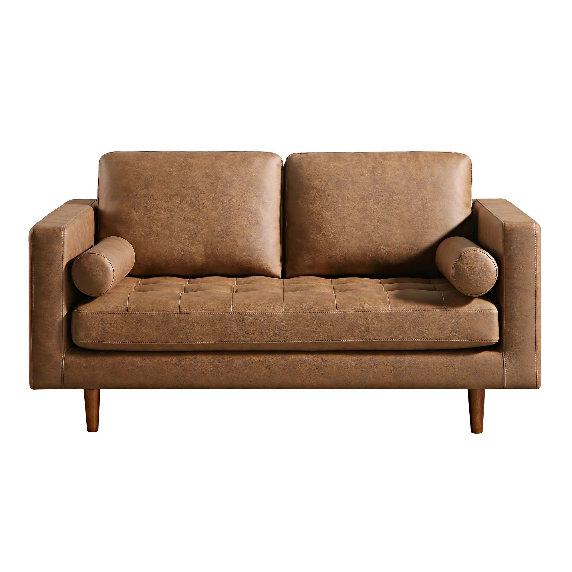 Henrietta 2-Seater Sofa, Tan Faux Suede