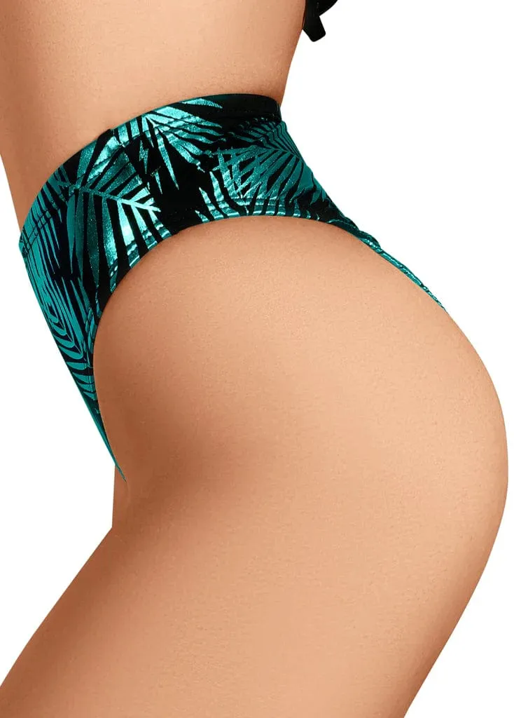 High Rider Hot Pants - Jungle Palms - Black Teal