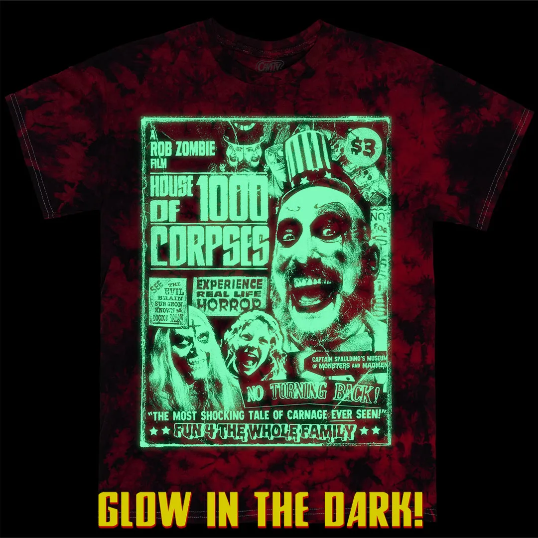 HOUSE OF 1000 CORPSES: REAL LIFE HORROR - TIE-DYE T-SHIRT (GLOW IN THE DARK)