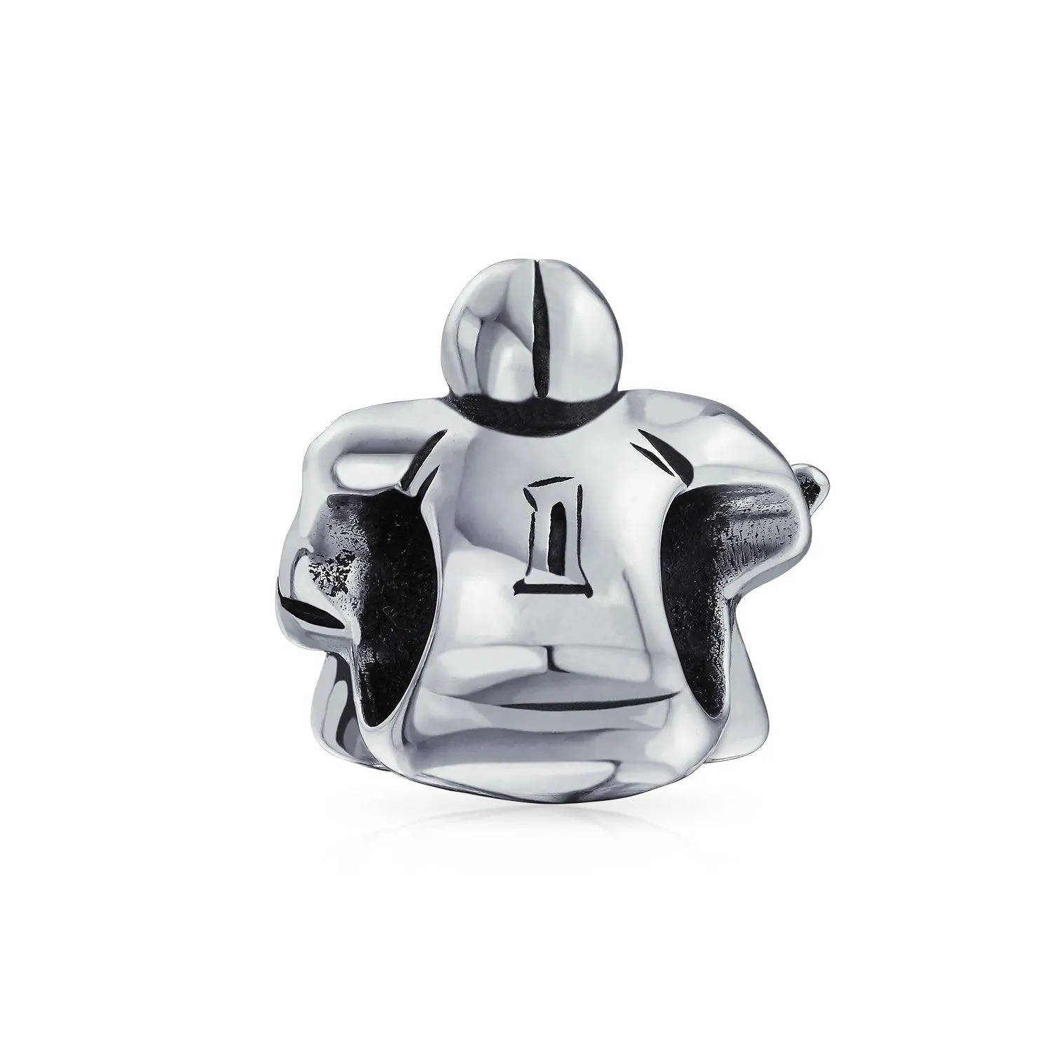 Ice Goalie Sports Team Hockey Player Charm Bead .925Sterling Silver