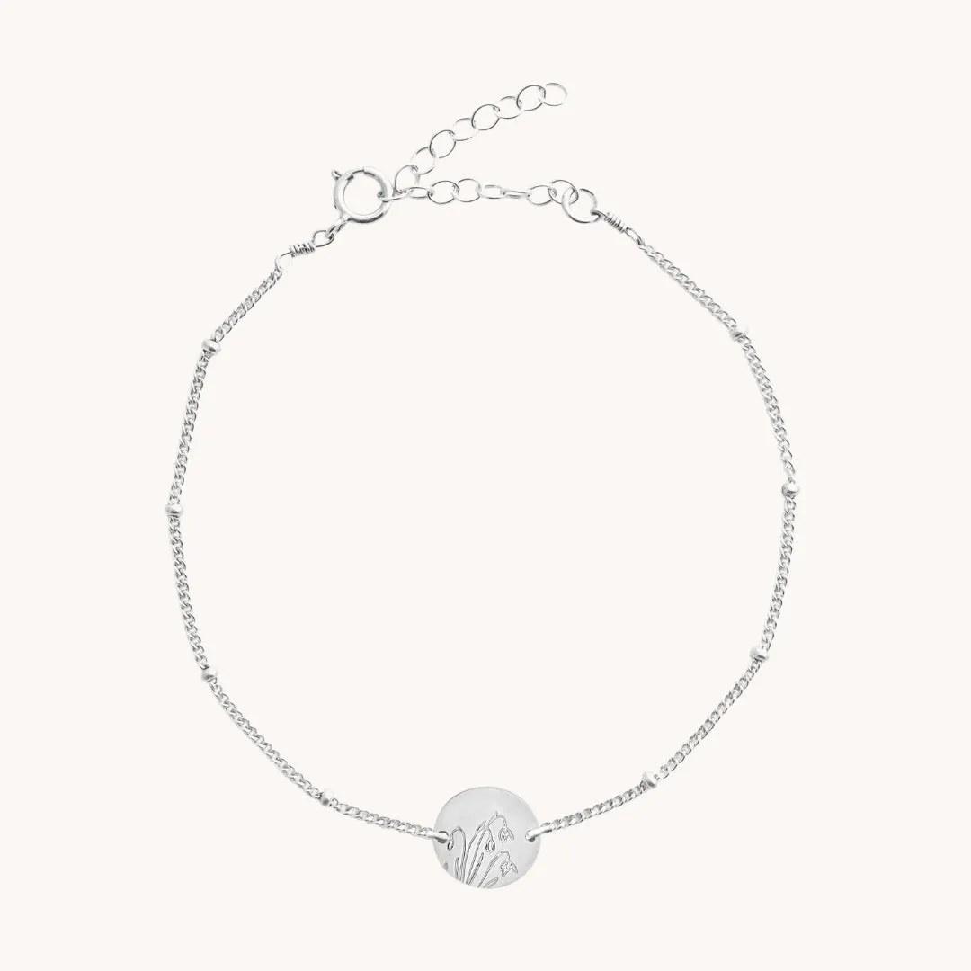 January Snowdrop Silver Birthflower Bracelet W.