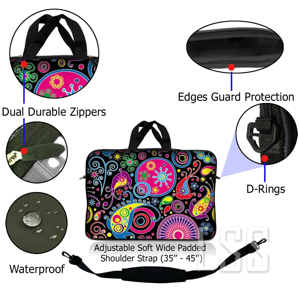 Laptop Notebook Sleeve Carrying Case with Carry Handle and Shoulder Strap - Art Design