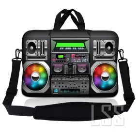 Laptop Notebook Sleeve Carrying Case with Carry Handle and Shoulder Strap - Boom Box Music