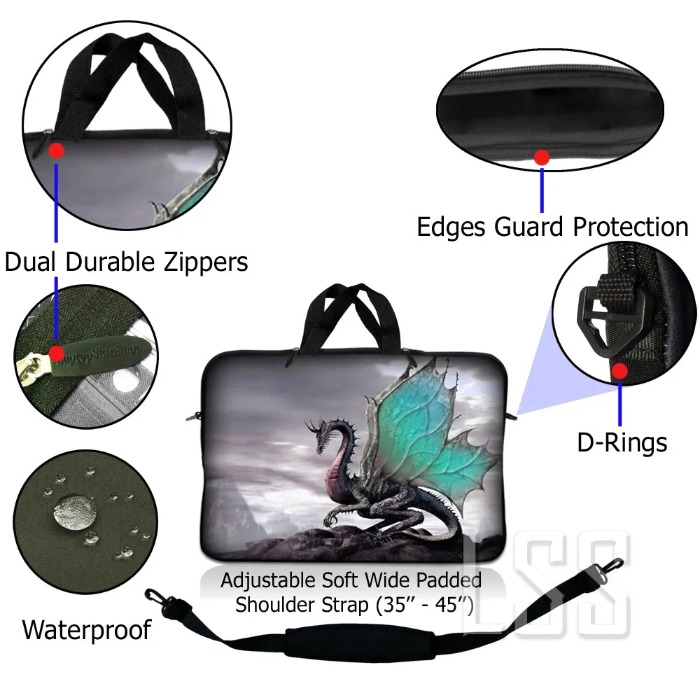 Laptop Notebook Sleeve Carrying Case with Carry Handle and Shoulder Strap - Flying Dragon