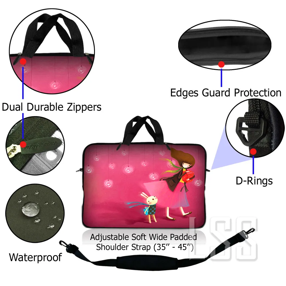 Laptop Notebook Sleeve Carrying Case with Carry Handle and Shoulder Strap - Girl Birthday Party