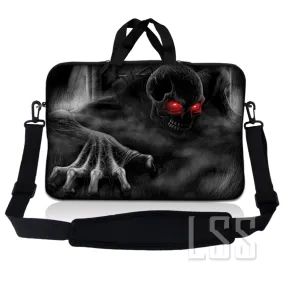 Laptop Notebook Sleeve Carrying Case with Carry Handle and Shoulder Strap - Red Eye Dark Ghost Zombie Skull