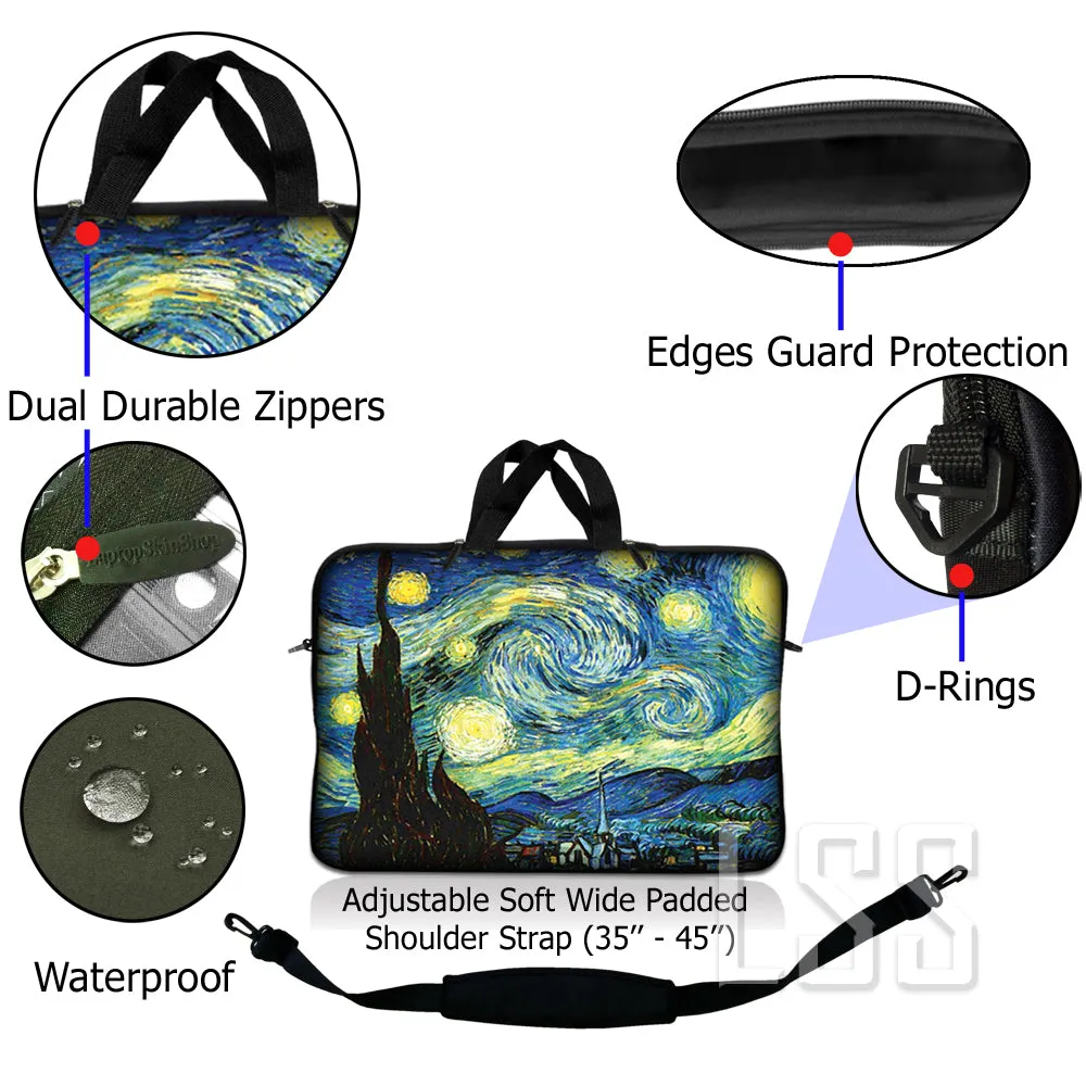 Laptop Notebook Sleeve Carrying Case with Carry Handle and Shoulder Strap - Starry Night