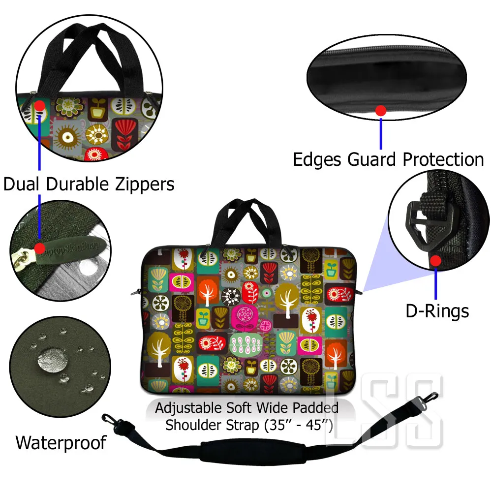 Laptop Notebook Sleeve Carrying Case with Carry Handle and Shoulder Strap - Symbols