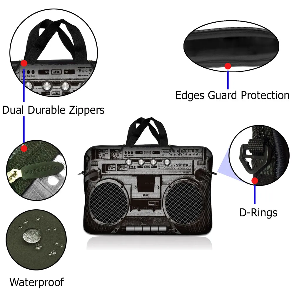 Laptop Notebook Sleeve Carrying Case with Carry Handle – Cassette Player Design