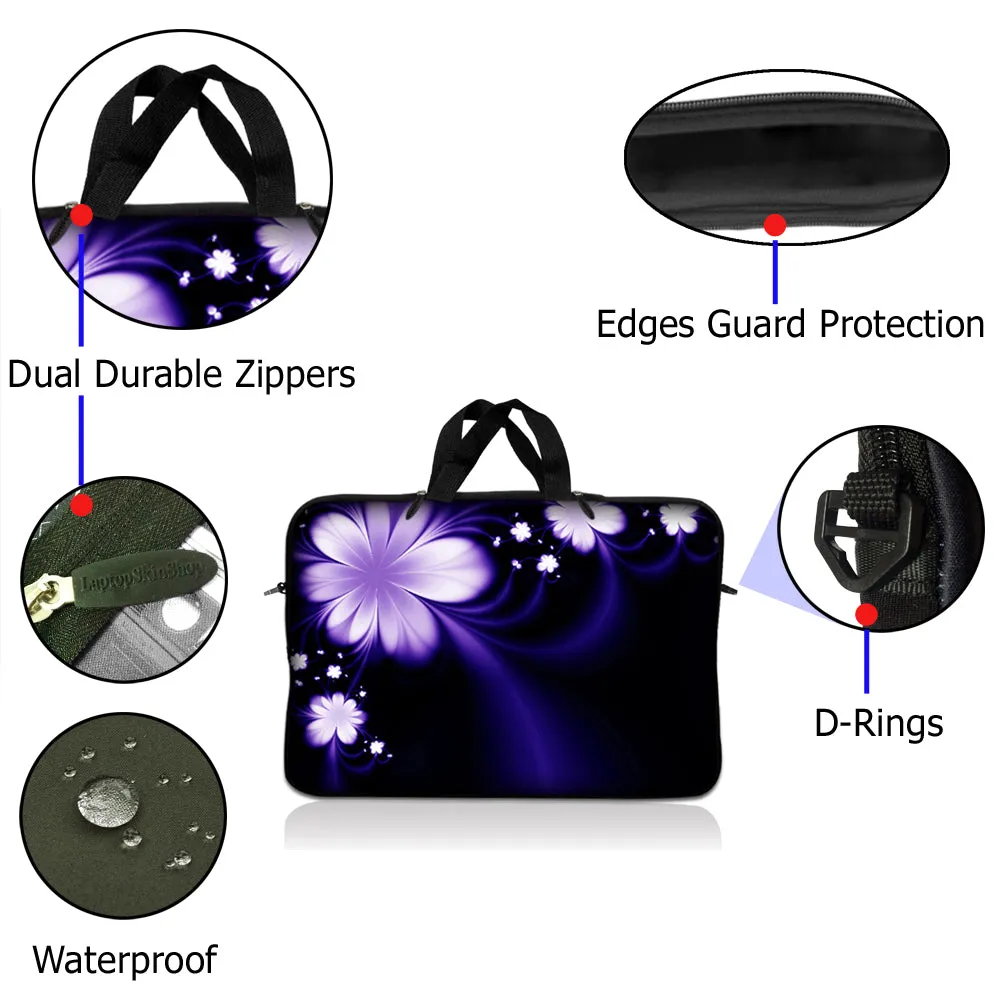 Laptop Notebook Sleeve Carrying Case with Carry Handle – Purple Flower Floral