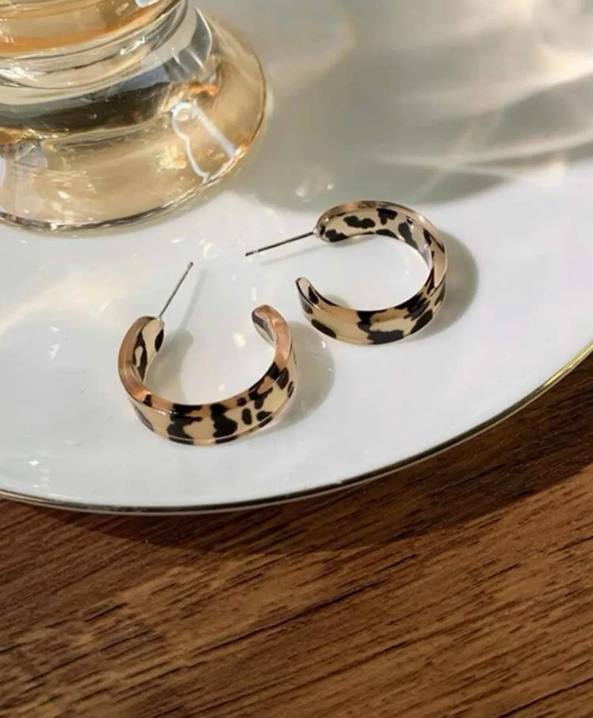 Leopard Print Cuff Hoop Earrings