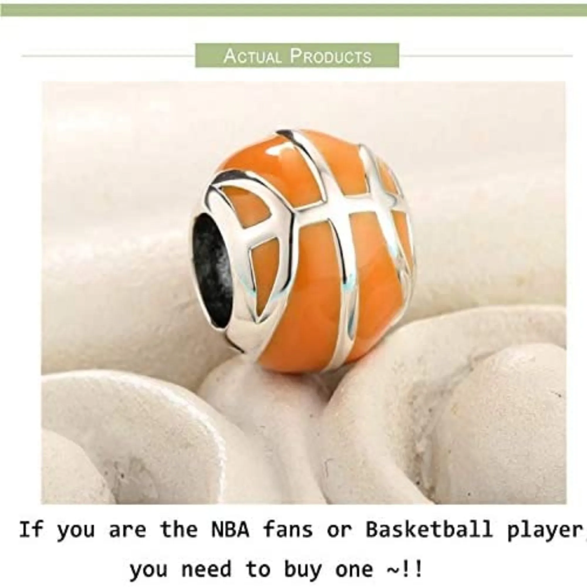 Lifelike Basketball Bead Charm