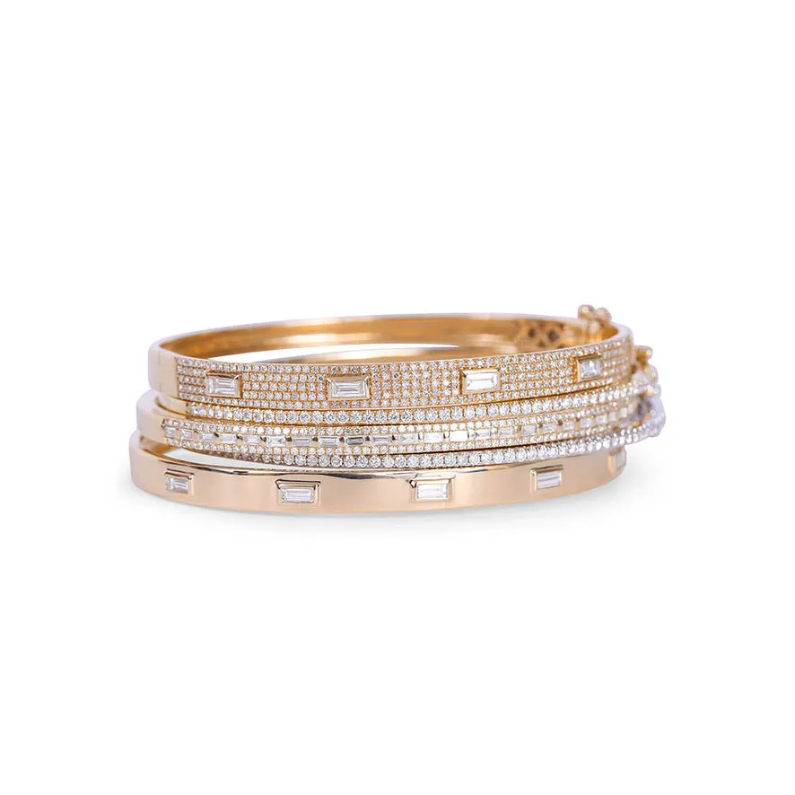 LULU DIAMOND PAVÉ BANGLE WITH INSET BAGUETTE DIAMONDS