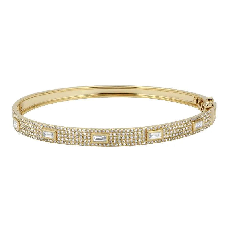 LULU DIAMOND PAVÉ BANGLE WITH INSET BAGUETTE DIAMONDS