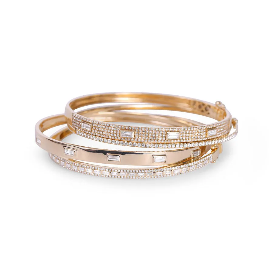 LULU DIAMOND PAVÉ BANGLE WITH INSET BAGUETTE DIAMONDS