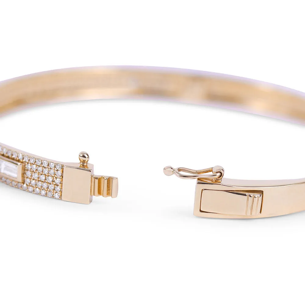 LULU DIAMOND PAVÉ BANGLE WITH INSET BAGUETTE DIAMONDS