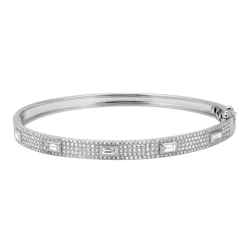 LULU DIAMOND PAVÉ BANGLE WITH INSET BAGUETTE DIAMONDS