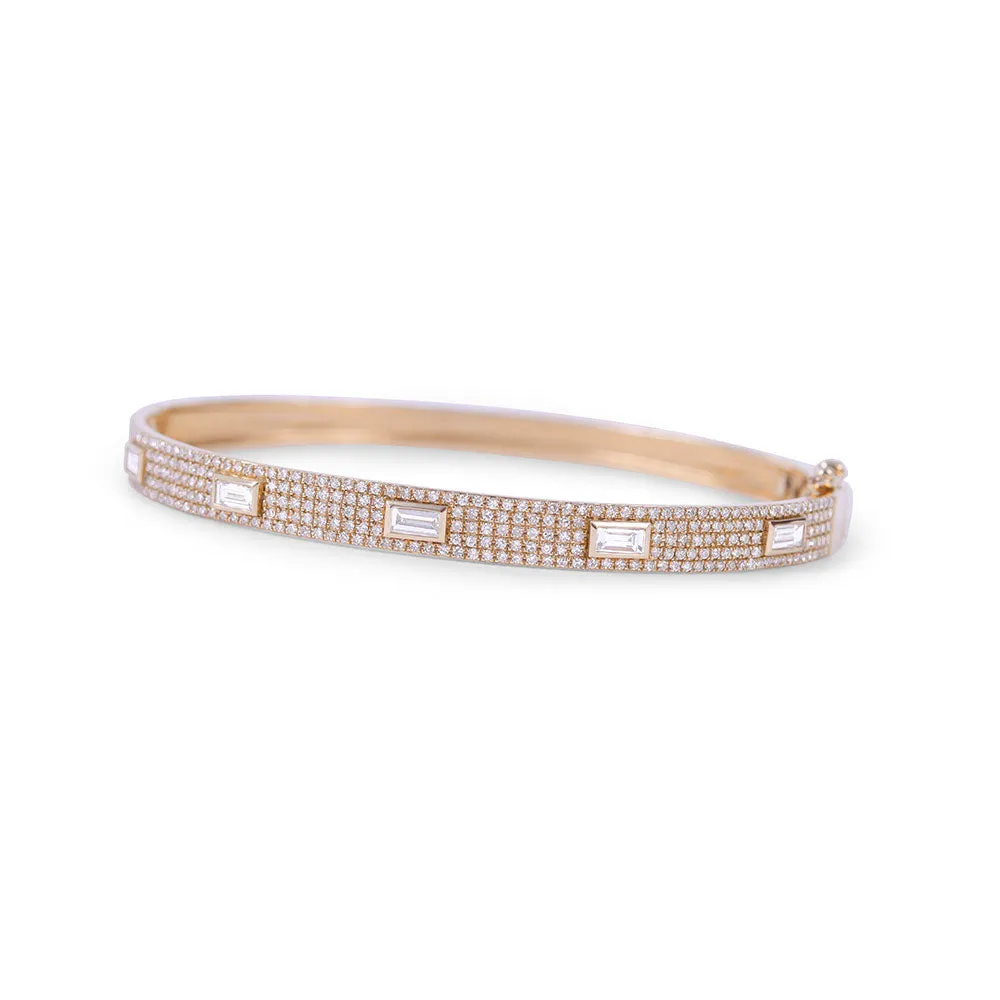 LULU DIAMOND PAVÉ BANGLE WITH INSET BAGUETTE DIAMONDS