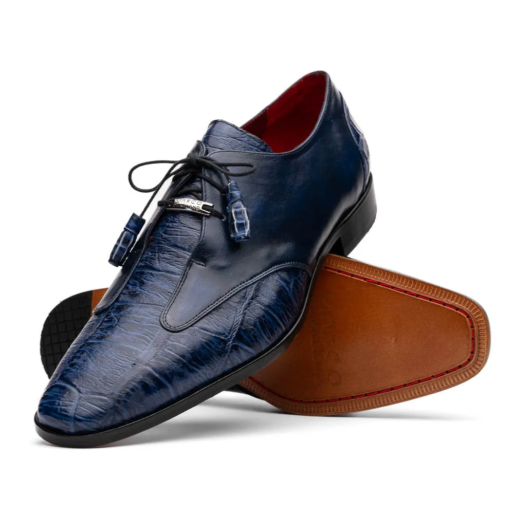 Marco Di Milano Anzio Derby Blue Alligator And Calfskin Shoes