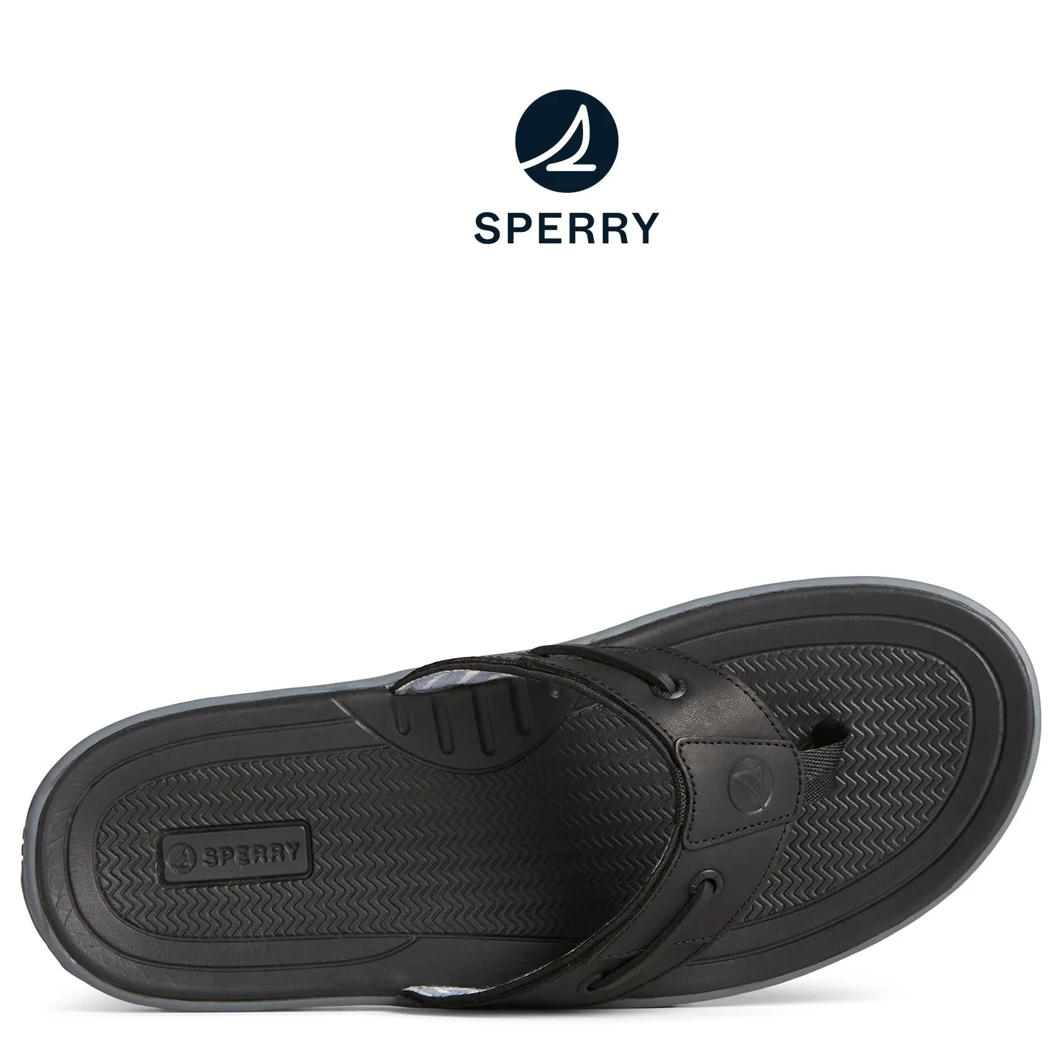 Men's Baitfish Leather Flip Flop Black (STS25593)