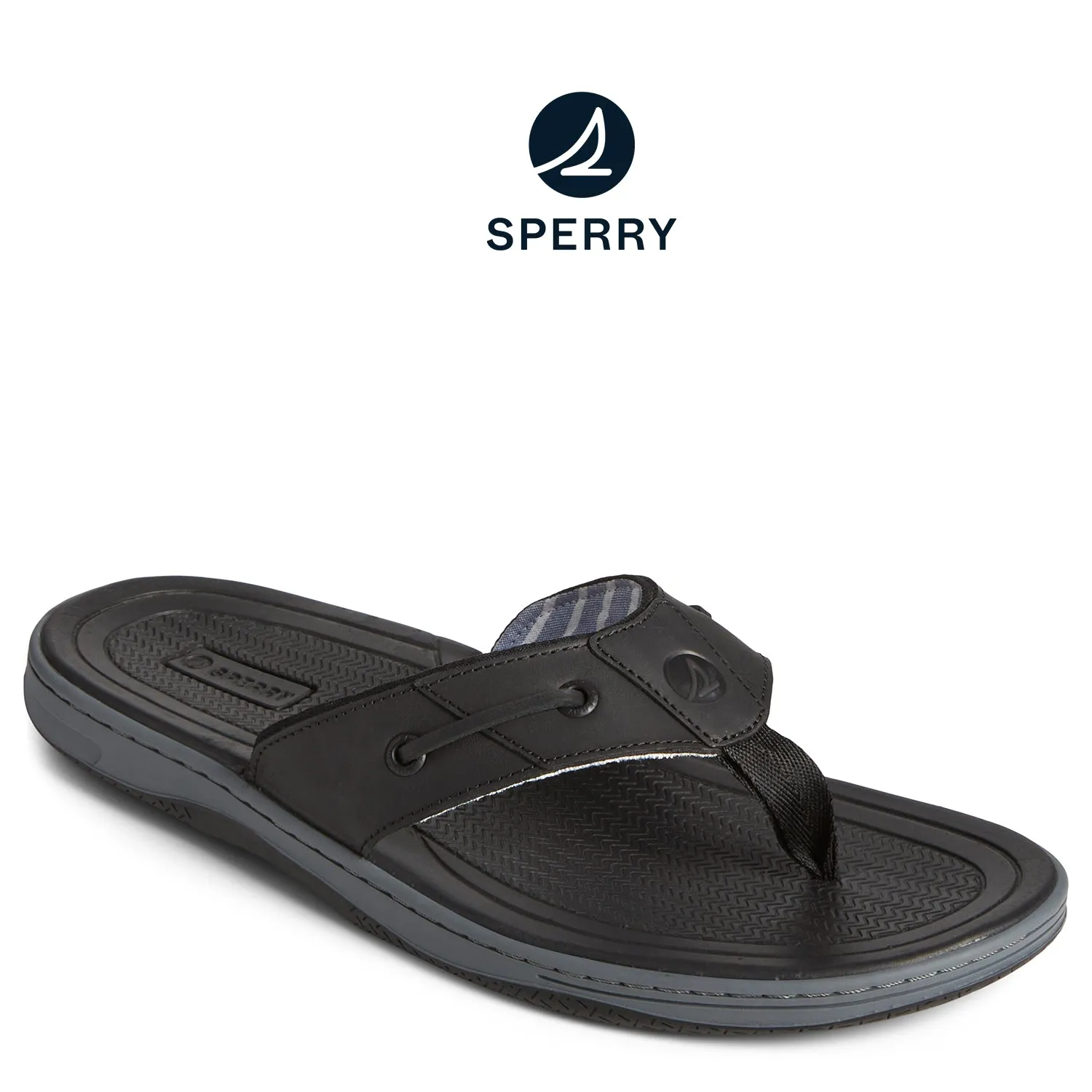 Men's Baitfish Leather Flip Flop Black (STS25593)