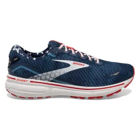 Mens Brooks Running Ghost 15 Run USA in White/Peacoat/Poppy