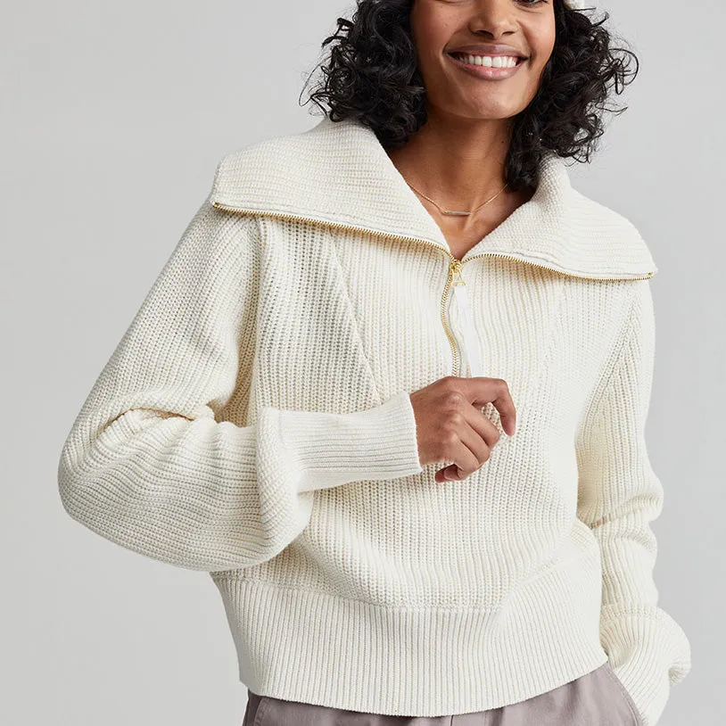 Mentone Knit Half Zip - Egret