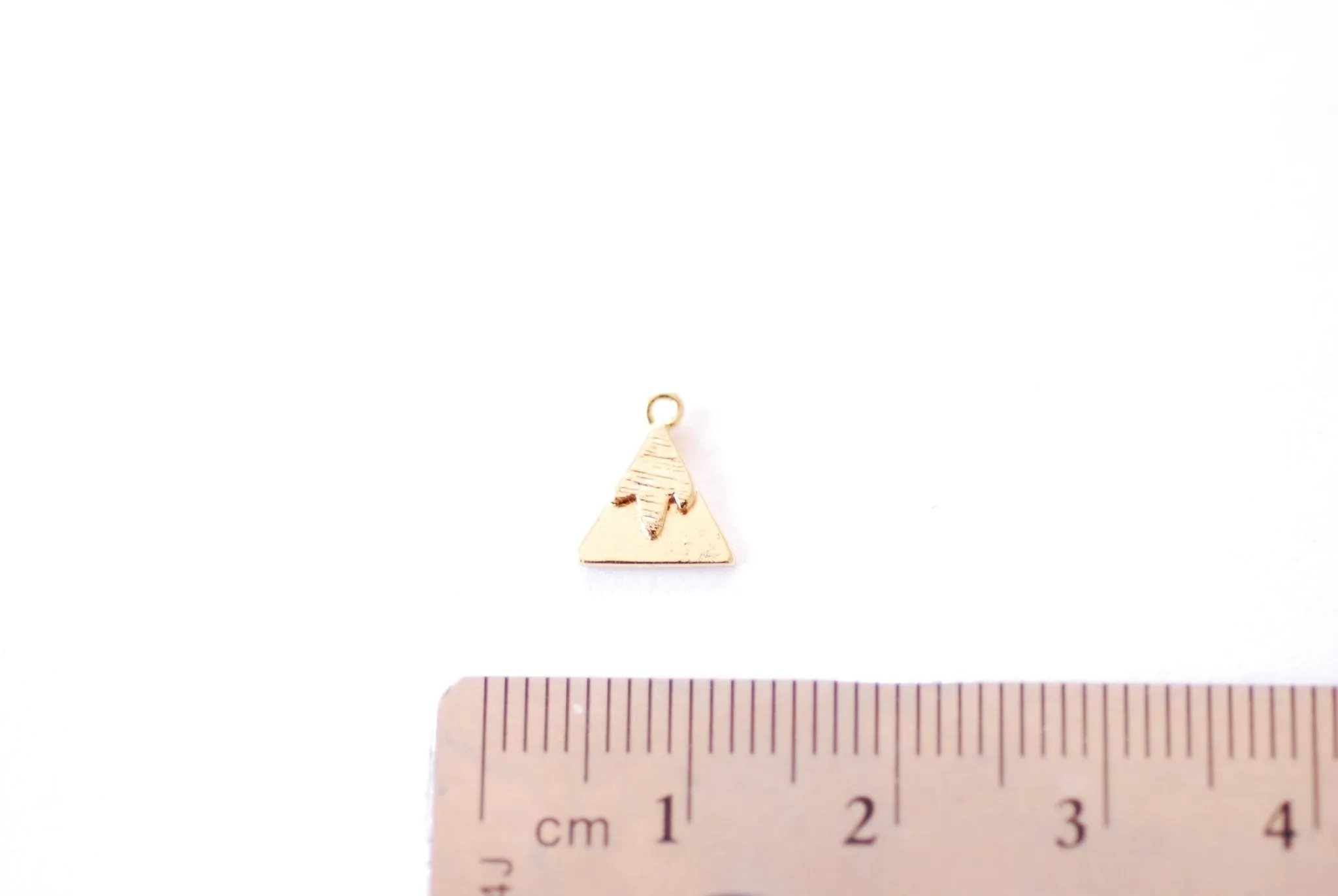 Mountain Range Triangle Charm | 16K Gold Plated over Brass | Dainty Small Snow Capped Mountain Nature Pendant Wholesale B335