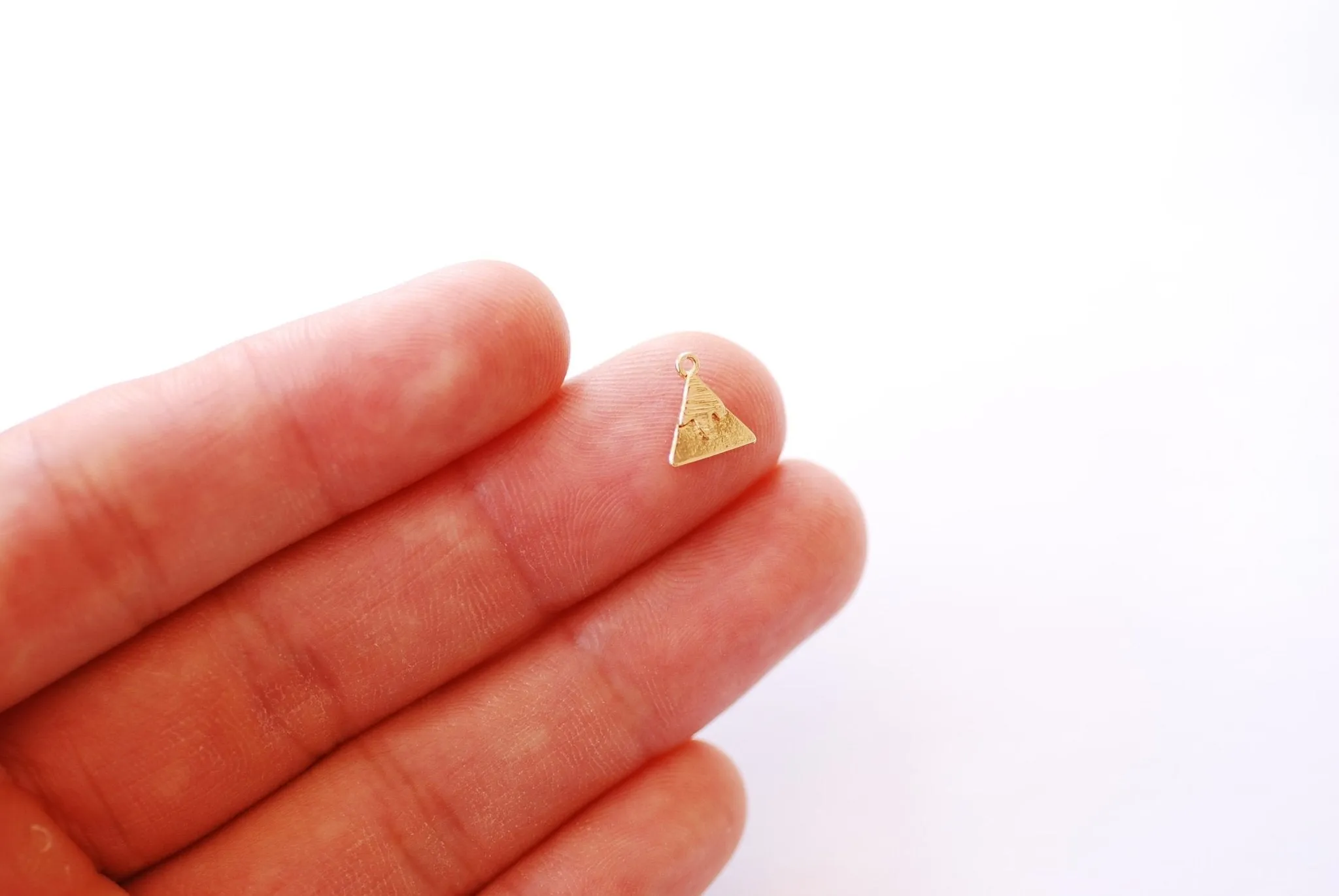 Mountain Range Triangle Charm | 16K Gold Plated over Brass | Dainty Small Snow Capped Mountain Nature Pendant Wholesale B335