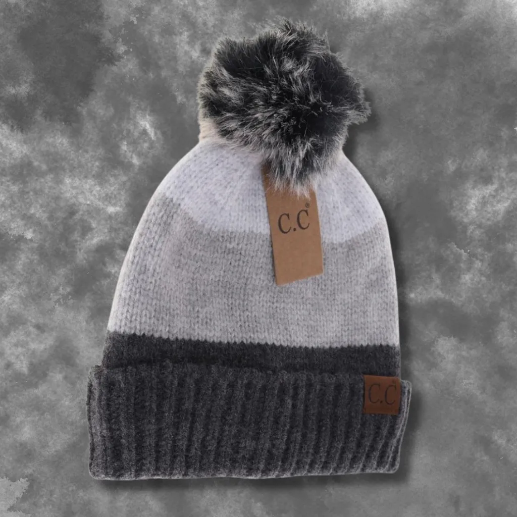 Multi Color Block Pom C.C Beanie HAT4001