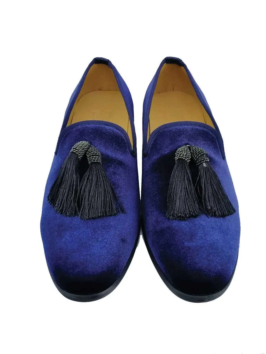 Nabeel & Aqeel Blue Velvet Tassle Loafer Shoe