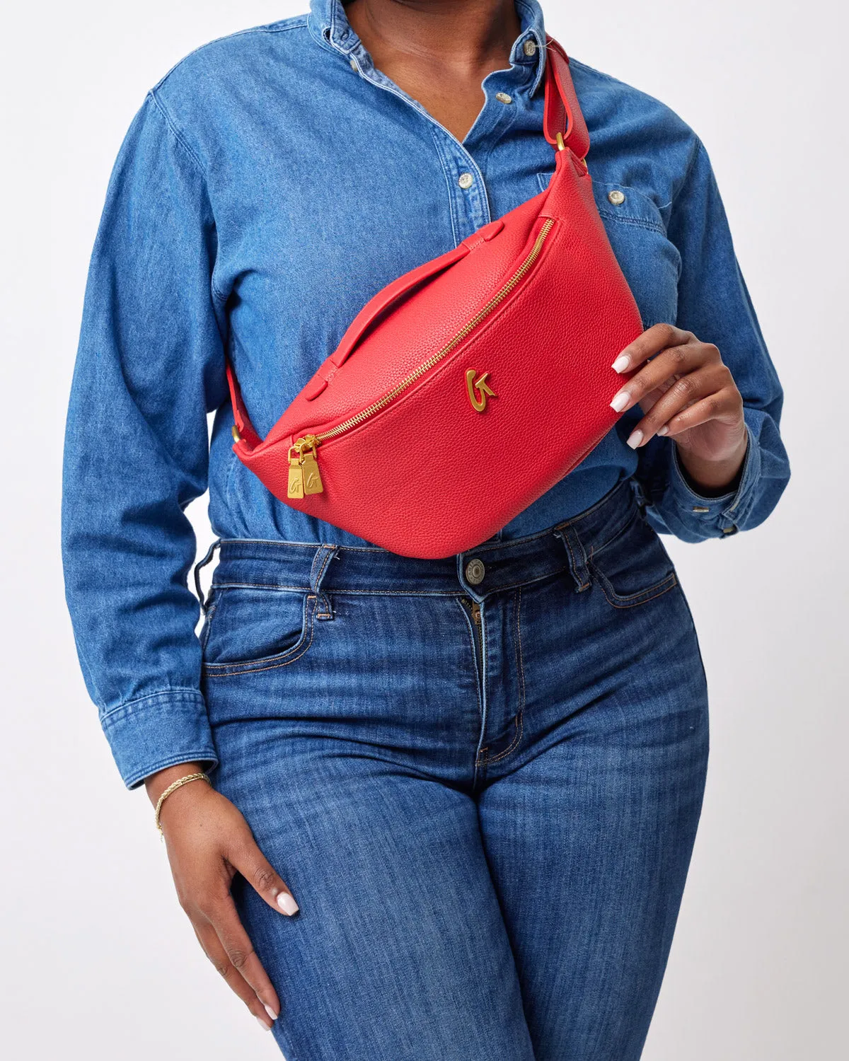 PEBBLE FANNY PACK RED