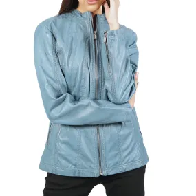 Roma Blue Biker Leather Jacket