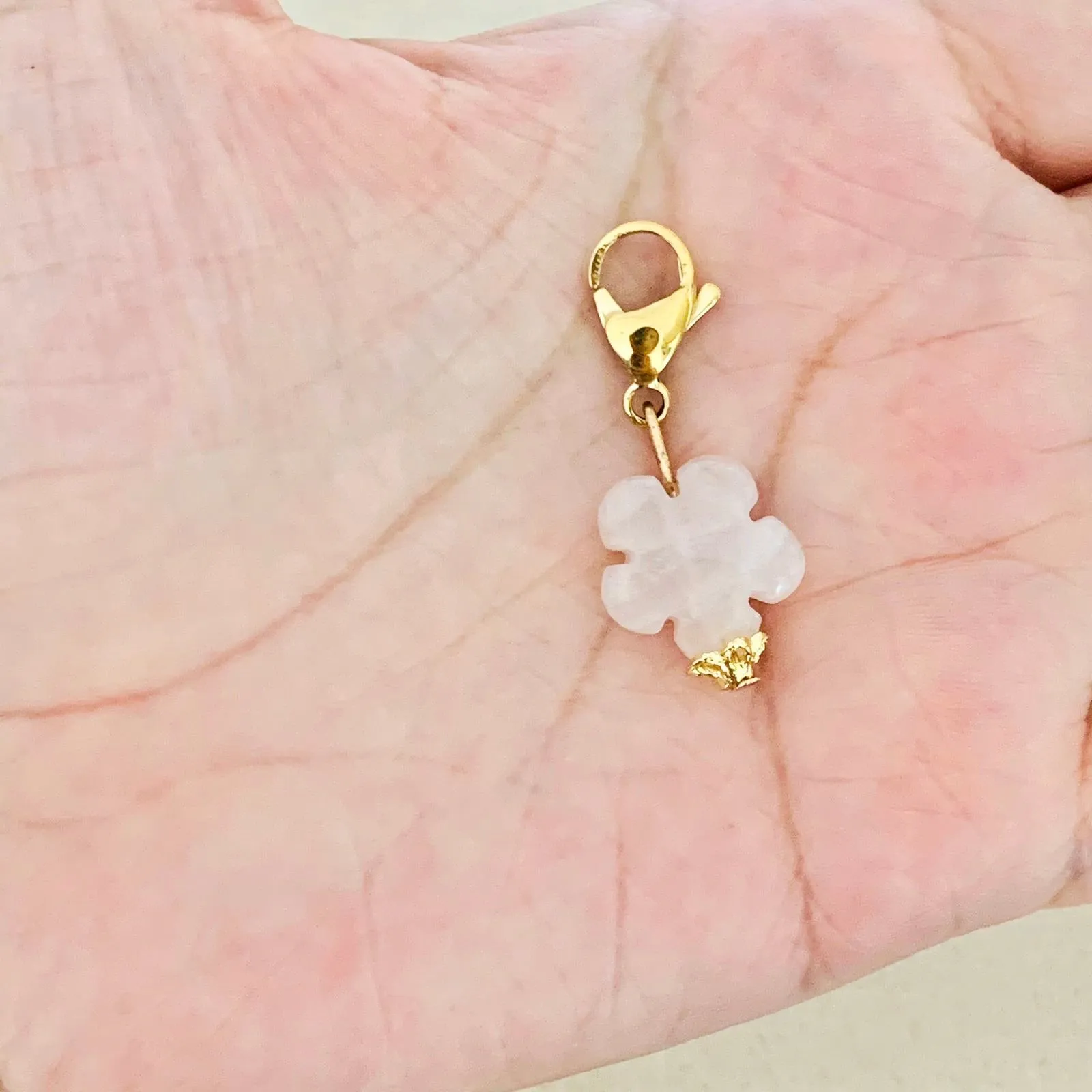 Rose Quartz Flower Charm