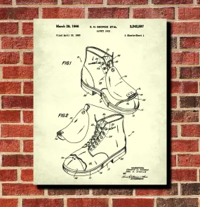 Safety Shoes Patent Print Workshop Blueprint Poster