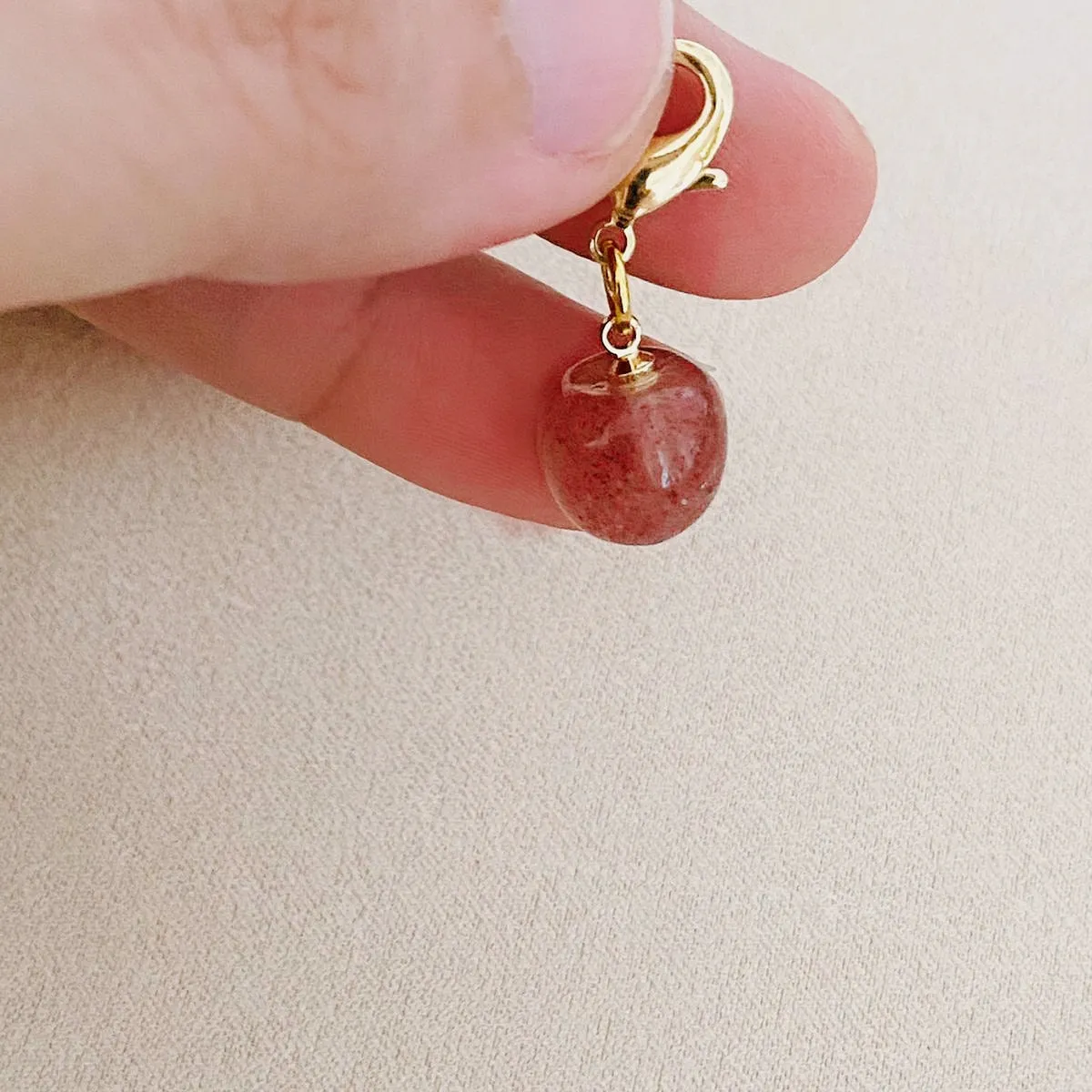 Strawberry Quartz Apple Charm