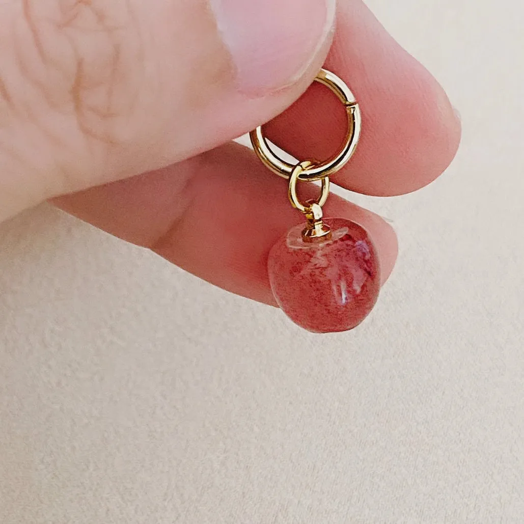 Strawberry Quartz Apple Charm