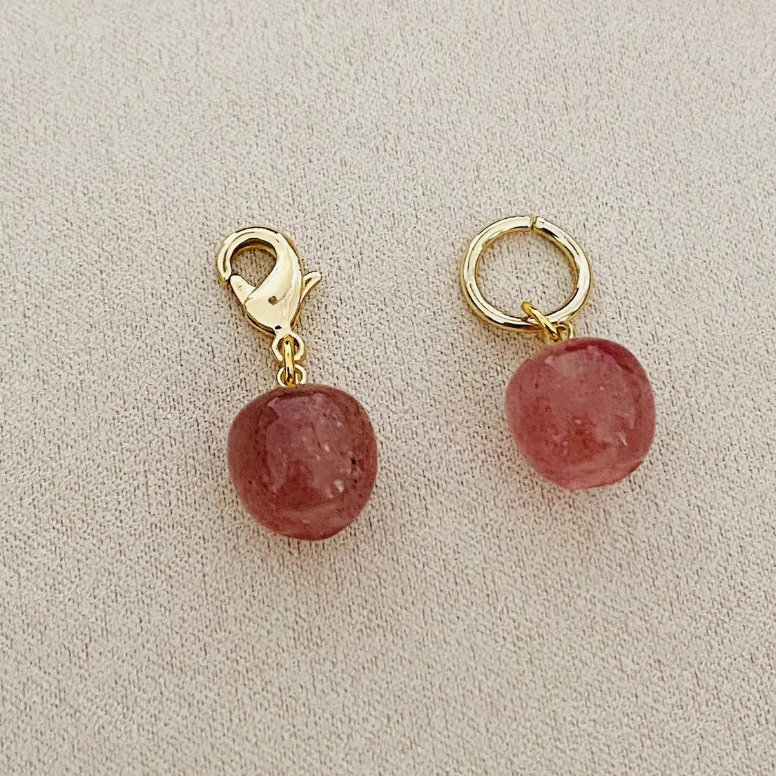 Strawberry Quartz Apple Charm