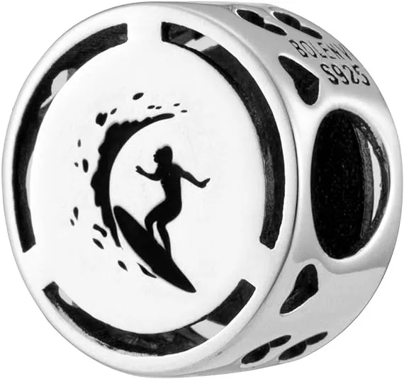 Surfing Surfer Bead Charm