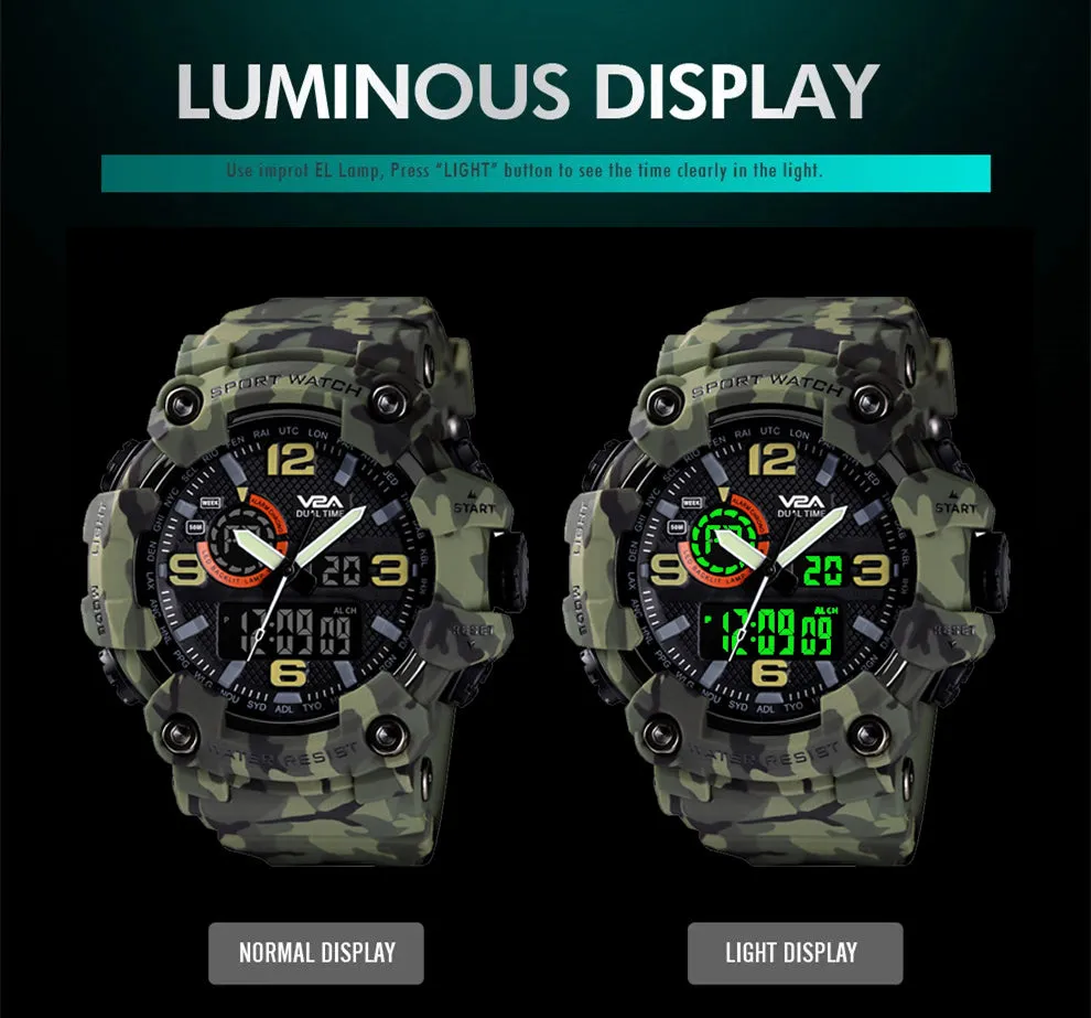 V2A Cammando Camouflage Green Analog Digital Sport Watches for Men's and Boys