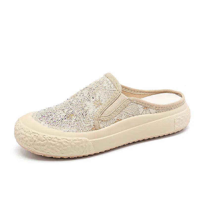 Women Summer Breathable Retro Canvas Casual Mules