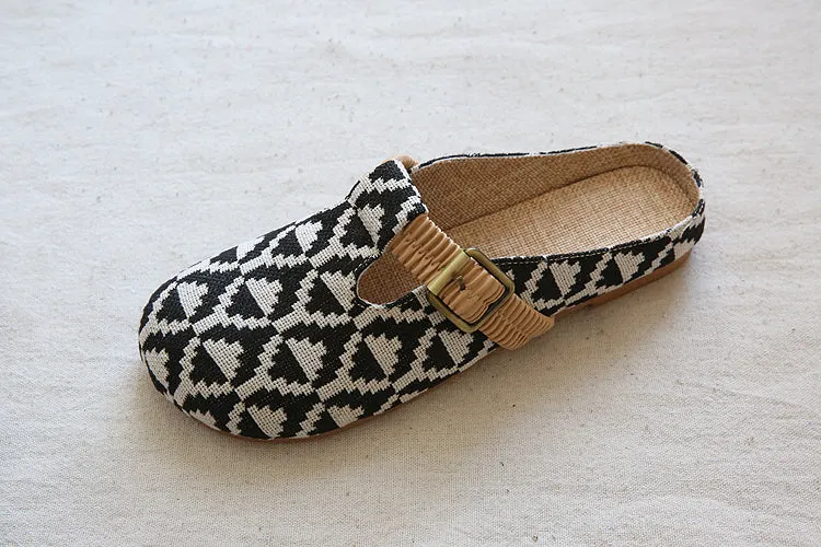 Women Summer Casual Handmade Flat Linen Mules