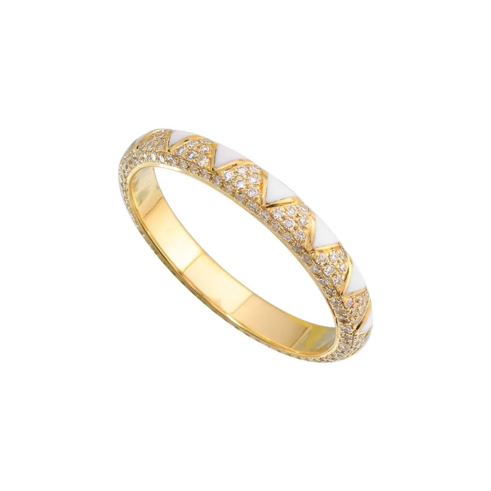 ZIGZAG ENAMEL AND DIAMOND RING