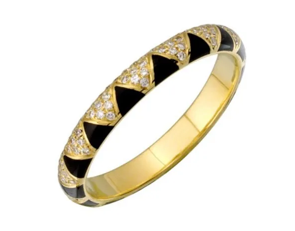 ZIGZAG ENAMEL AND DIAMOND RING